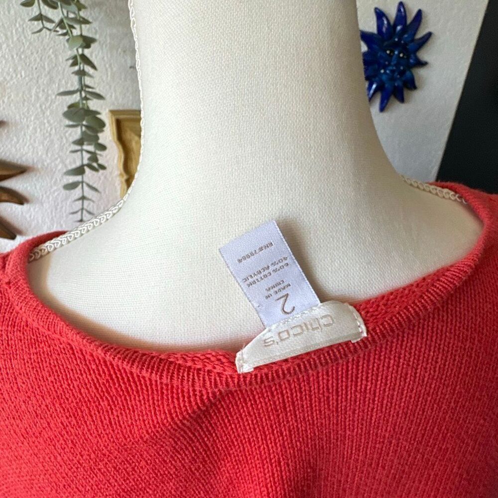 Chicos Size 2 Red Crochet Cardigan - Picture 7 of 7